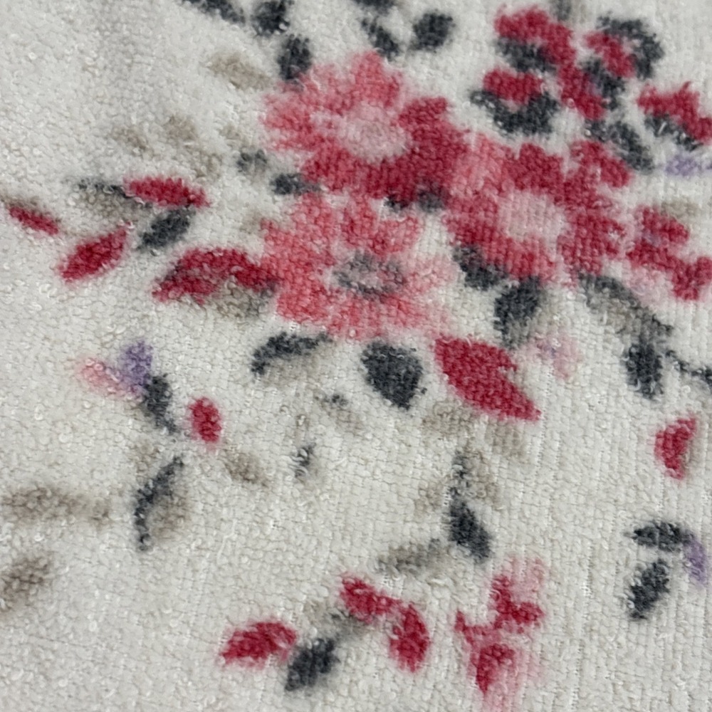 Vintage MCM Cannon Monticello Pink Florals Fringe BATH TOWEL Retro - Picture 6 of 8